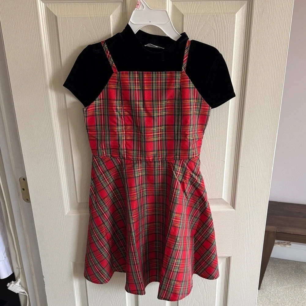 Knitworks Red and Black Plaid Kids Dress